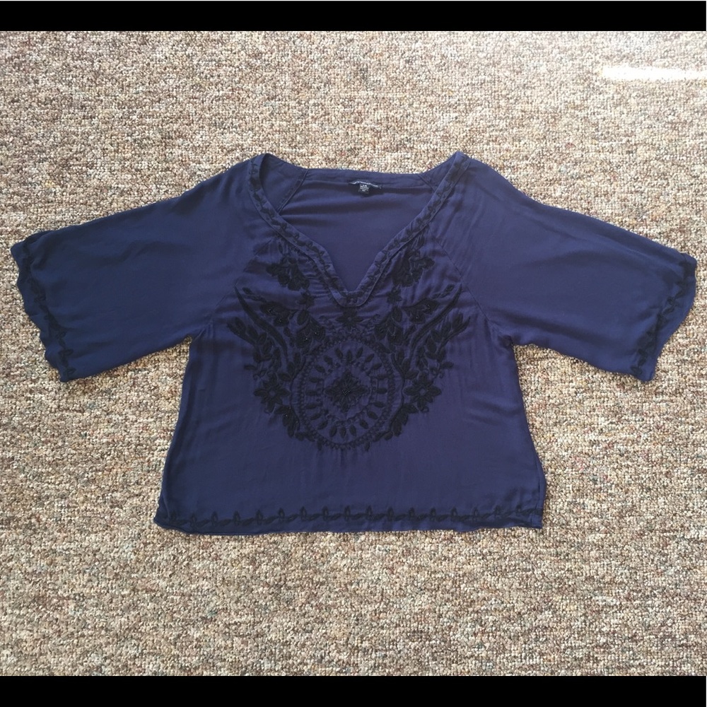 American Eagle Long Sleeve Embroidered Blouse